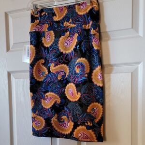 LuLaRoe Black and Gold Paisley Pencil Skirt